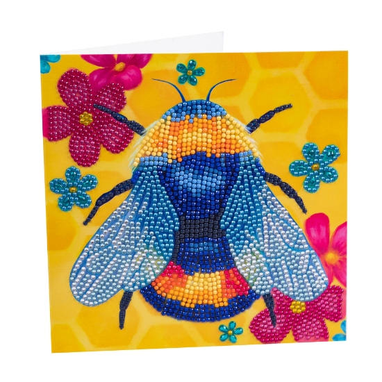 Picture of Floral Bumblebee 18x18cm Crystal Art Card