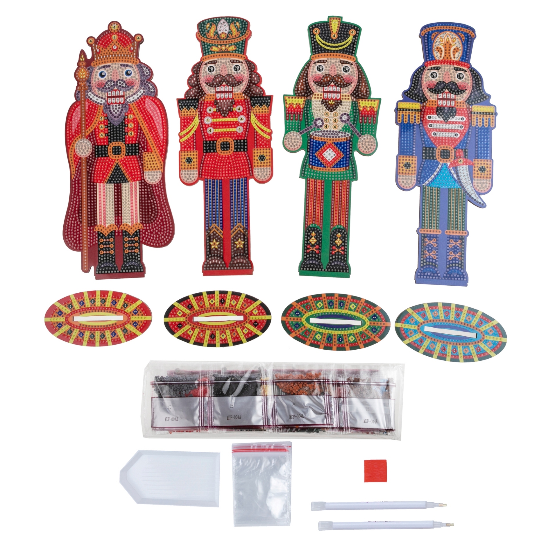 Set of 4 Traditional Nutcrackers Crystal Art XL Buddies Stitchtastic