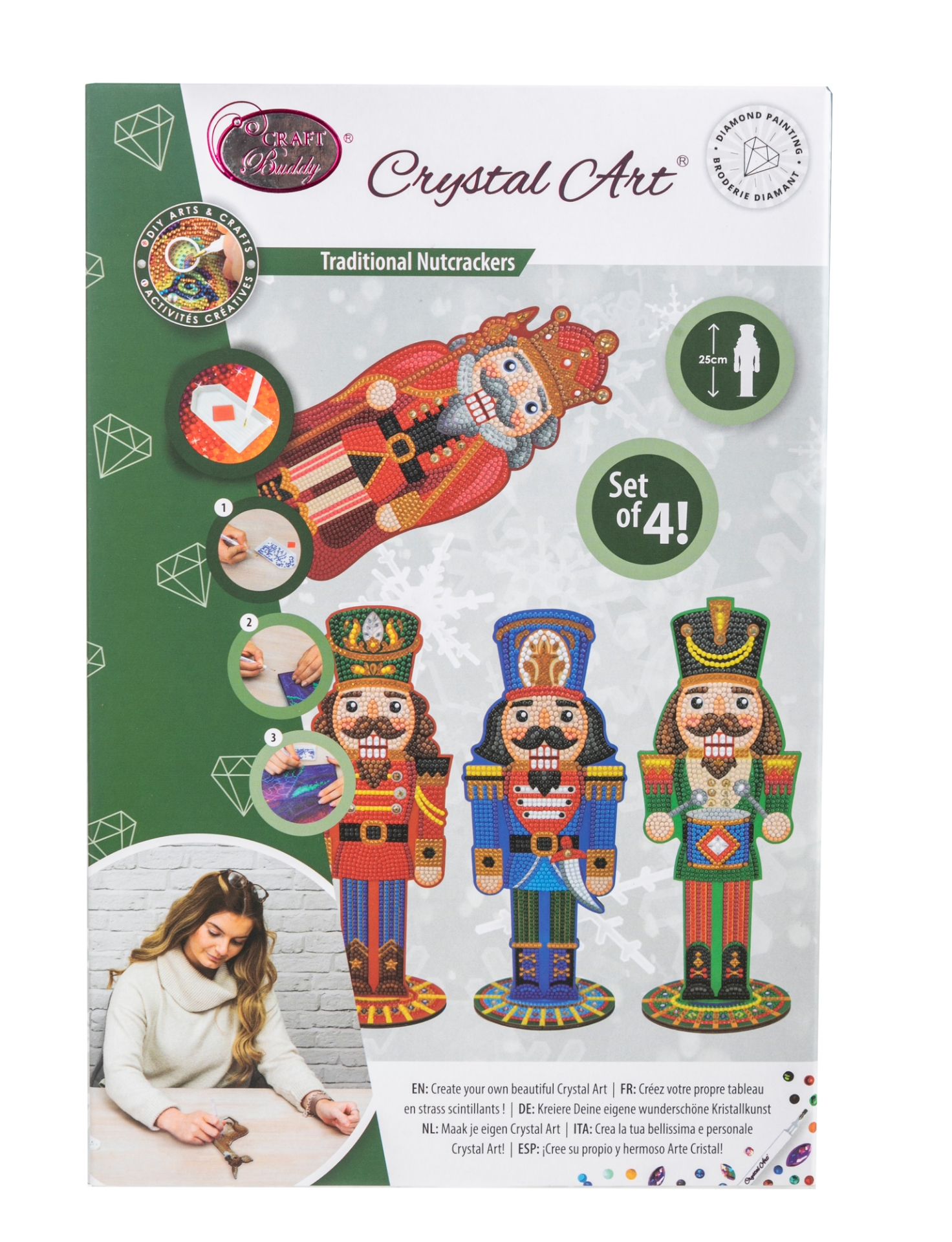 Set of 4 Traditional Nutcrackers Crystal Art XL Buddies Stitchtastic