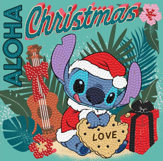 Picture of Christmas Aloha Stitch 18x18cm Crystal Art Card