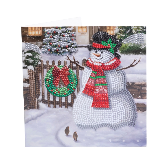 Picture of Smiling Snowman 18x18cm Crystal Art Card