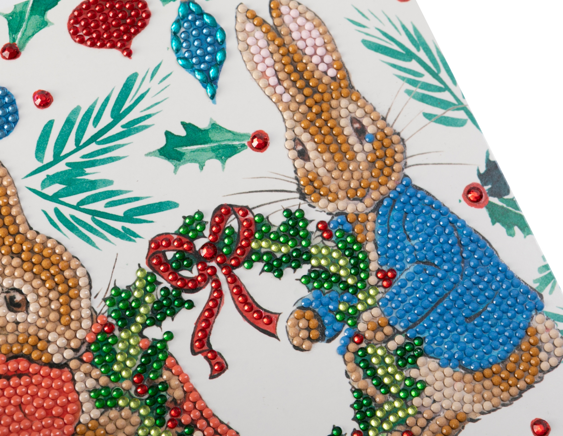 Peter Rabbit & Flopsy Festive Wreath Christmas 18x18cm Crystal Art Card ...