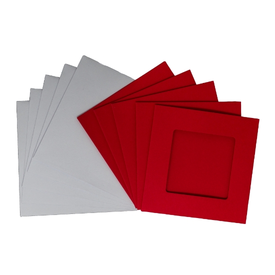 Picture of Square aperture square cards - Christmas Red (Pack of 5)