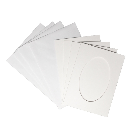 Picture of Oval Aperture A5 Cards - White (Pack Of 4)
