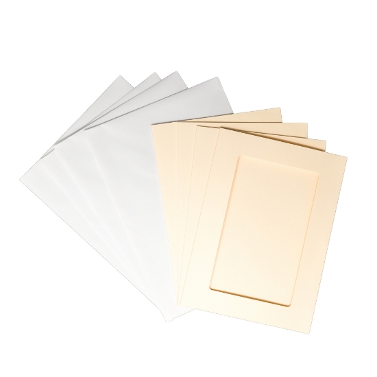 Picture of Rectangular Aperture A5 Cards - Cream (Pack Of 4)