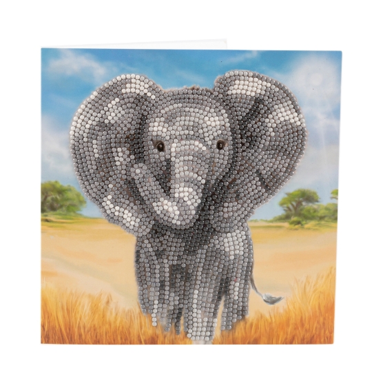 Picture of Baby Elephant 18x18cm Crystal Art Card