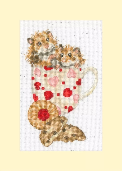 Picture of Hammy Anniversary (Hamster) Greetings Card Cross Stitch Kit by Bothy Threads