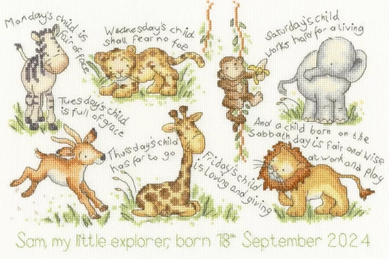 Picture of Monday's Child Cross Stitch Kit By Bothy Threads