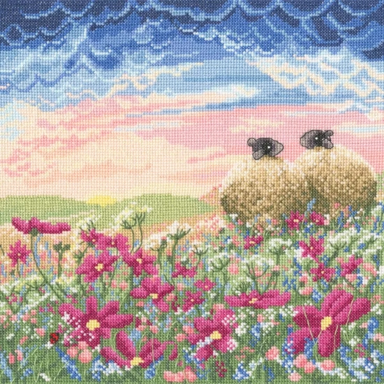 Picture of Ladybird in the Meadow Sheep Cross Stitch Kit By Bothy Threads
