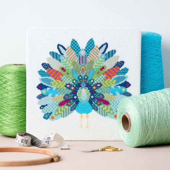 Picture of Mandala Peacock Cross Stitch Kit by Meloca Designs