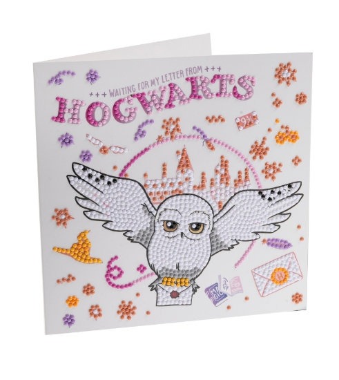 Picture of Hogwarts & Hedwig 18x18cm Crystal Art Card