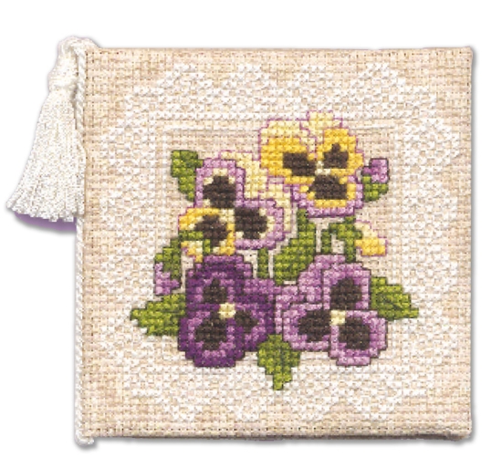 Picture of Victorian Pansies Needle Case Cross Stitch Kit