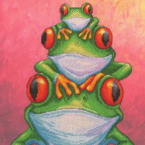 Picture of The Menagerie: Vibrance Frogs Cross Stitch Kit by Bothy Threads