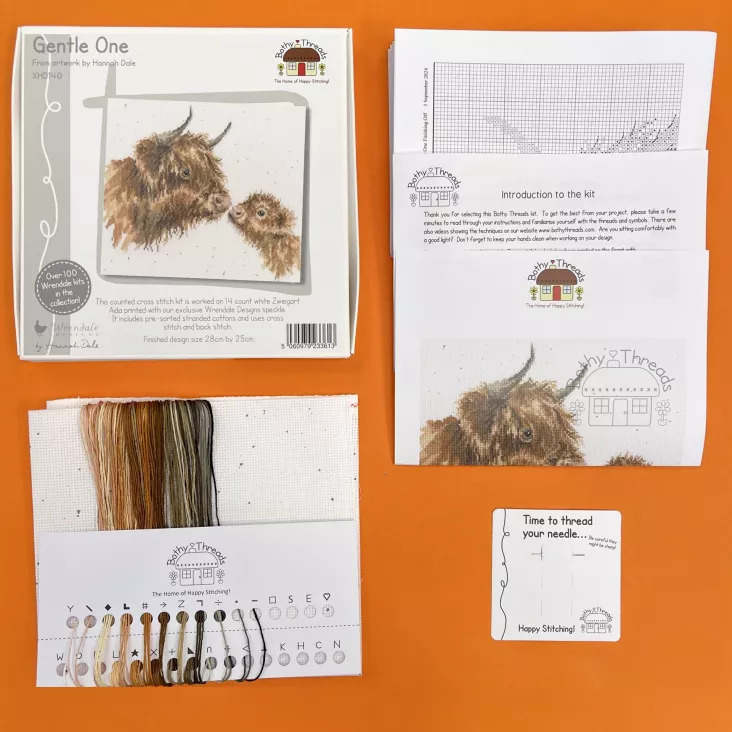Gentle One Highland Cow Cross Stitch Kit by Bothy Threads | Stitchtastic