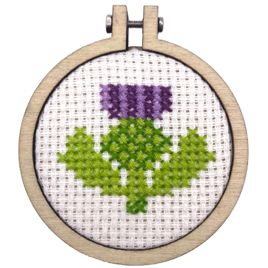 Picture of Thistle make you smile (Thistle) - Mini Matchbox Cross Stitch Kit With Hoop