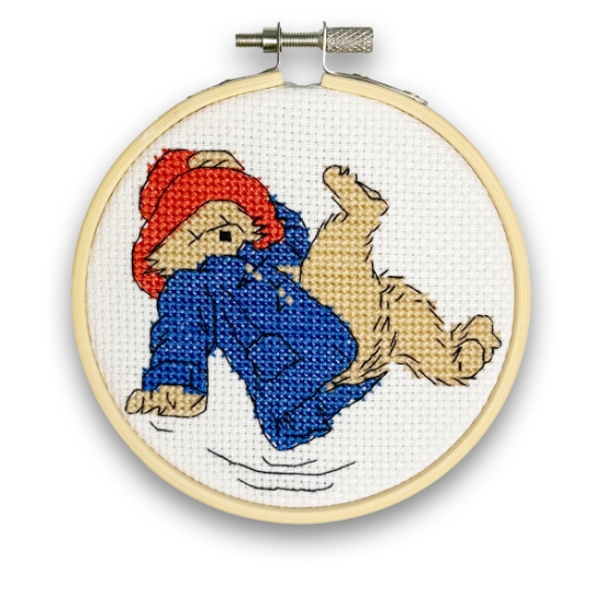 Picture of  Just Dropping In! (Paddington Bear) Mini Cross Stitch Kit With Hoop