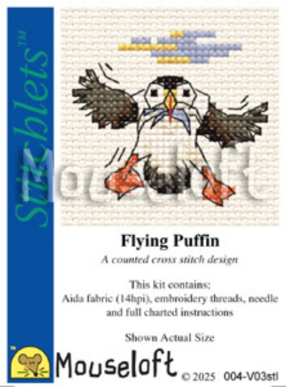 Picture of Mouseloft "Flying Puffin" Stitchlets Cross Stitch Kit