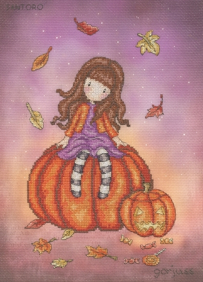 Picture of Pumpkin Perch - (Gorjuss) Cross Stitch Kit by Bothy Threads