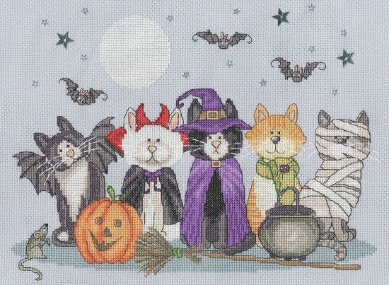 Picture of Fiendish Feline Cats Cross Stitch Kit By Bothy Threads