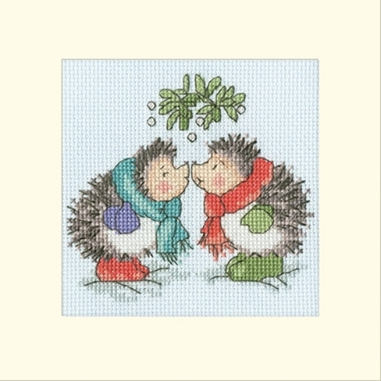 Picture of Christmas Kiss Christmas Card Cross Stitch Kit by Bothy Threads