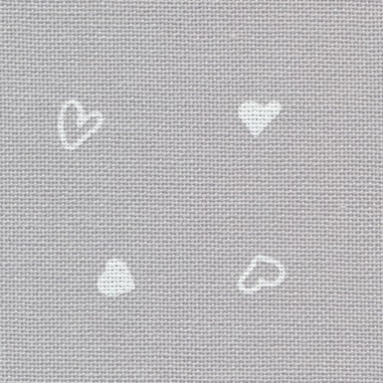 Picture of Zweigart Grey with Hearts 32 Count Murano Cotton Evenweave (7409)