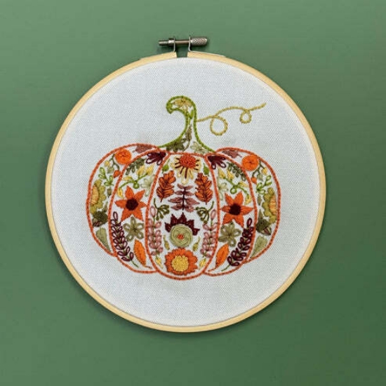 Picture of Pumpkin Embroidery Kit in a Hoop