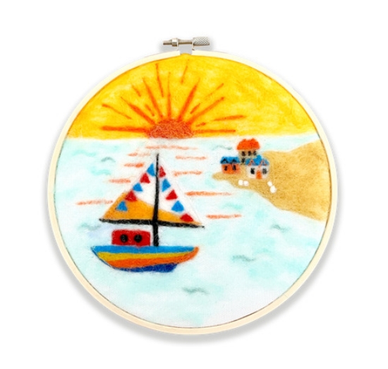 Picture of Coastal Sunset in a Hoop Needle Felting Kit