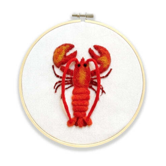 Picture of Lobster in a Hoop Needle Felting Kit
