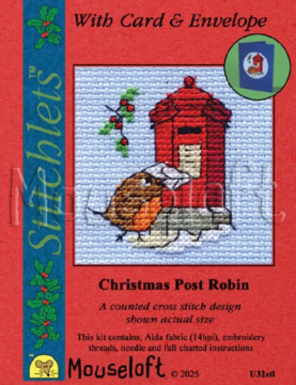 Picture of Mouseloft "Christmas Post Robin" Christmas Cross Stitch Kit With Card