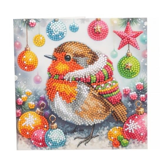 Picture of Festive Robin - 18x18cm Crystal Art Card