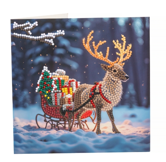 Picture of Snowy Sleigh - 18x18cm Crystal Art Card
