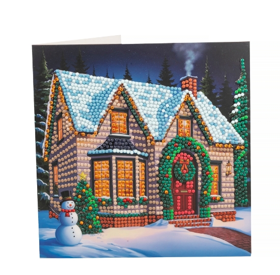 Picture of Christmas Cottage - 18x18cm Crystal Art Card