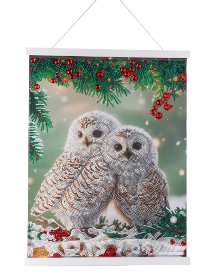 Picture of Snowy Owls Sanctuary - Crystal Art 40x50cm Scroll Kit