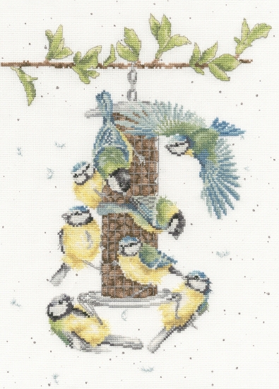 Picture of Bon Appetit Blue Tits (Hannah Dale) Cross Stitch Kit by Bothy Threads