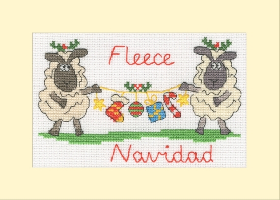 Picture of Fleece Navidad - Christmas Card Cross Stitch Kit by Bothy Threads