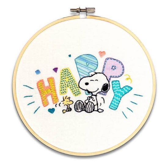 Picture of Happy Snoopy (Peanuts) Embroidery Kit With Hoop