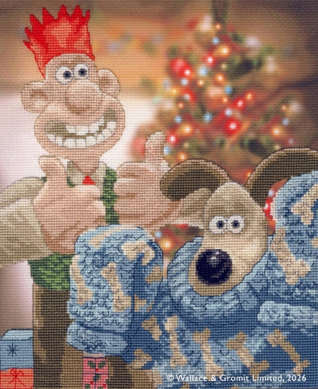 Picture of Happy Holidays Old Pooch! (Wallace and Gromit) Cross Stitch Kit By Bothy Threads