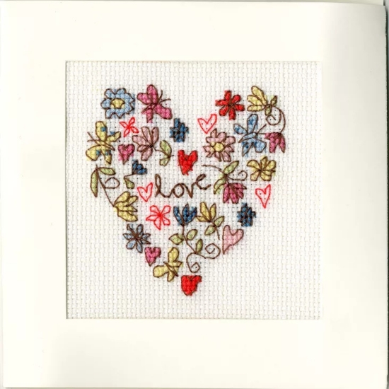 Picture of Sweet Heart Greetings Card Cross Stitch Kit by Bothy Threads