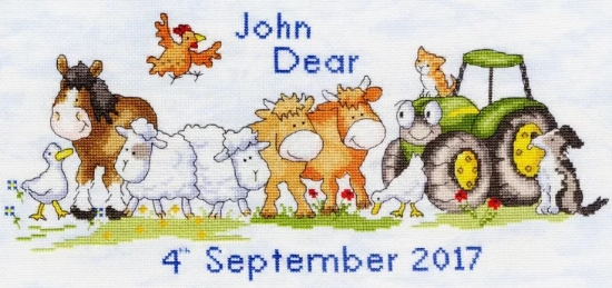 Picture of First Born Farm Tractor Sampler Cross Stitch Kit by Bothy Threads