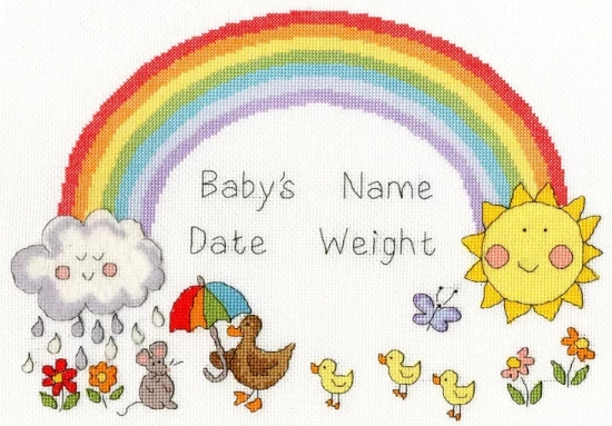Picture of Rainbow Baby Sampler Cross Stitch Kit by Bothy Threads