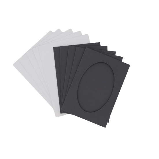 Picture of Oval Aperture A6 Cards - Grey (Pack Of 5)