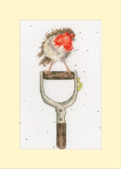 Picture of The Garderner's Friend Robin Cross Stitch Card  Kit By Bothy Threads
