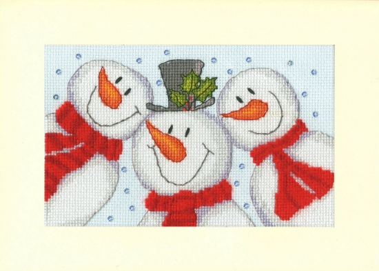 Picture of Snowman Selfie - Christmas Card Cross Stitch Kit by Bothy Threads