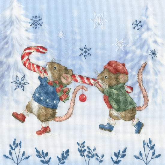 Picture of Candy Cane Capers - (On A Mice Adventure) Cross Stitch Kit by Bothy Threads