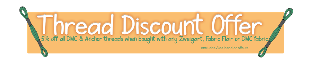 Buy any fabric and get 5% off DMC and Anchor threads